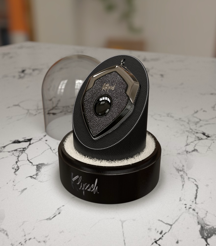 Collector's Limited Edition Display Pedestal holding a charging case, with glass dome beside