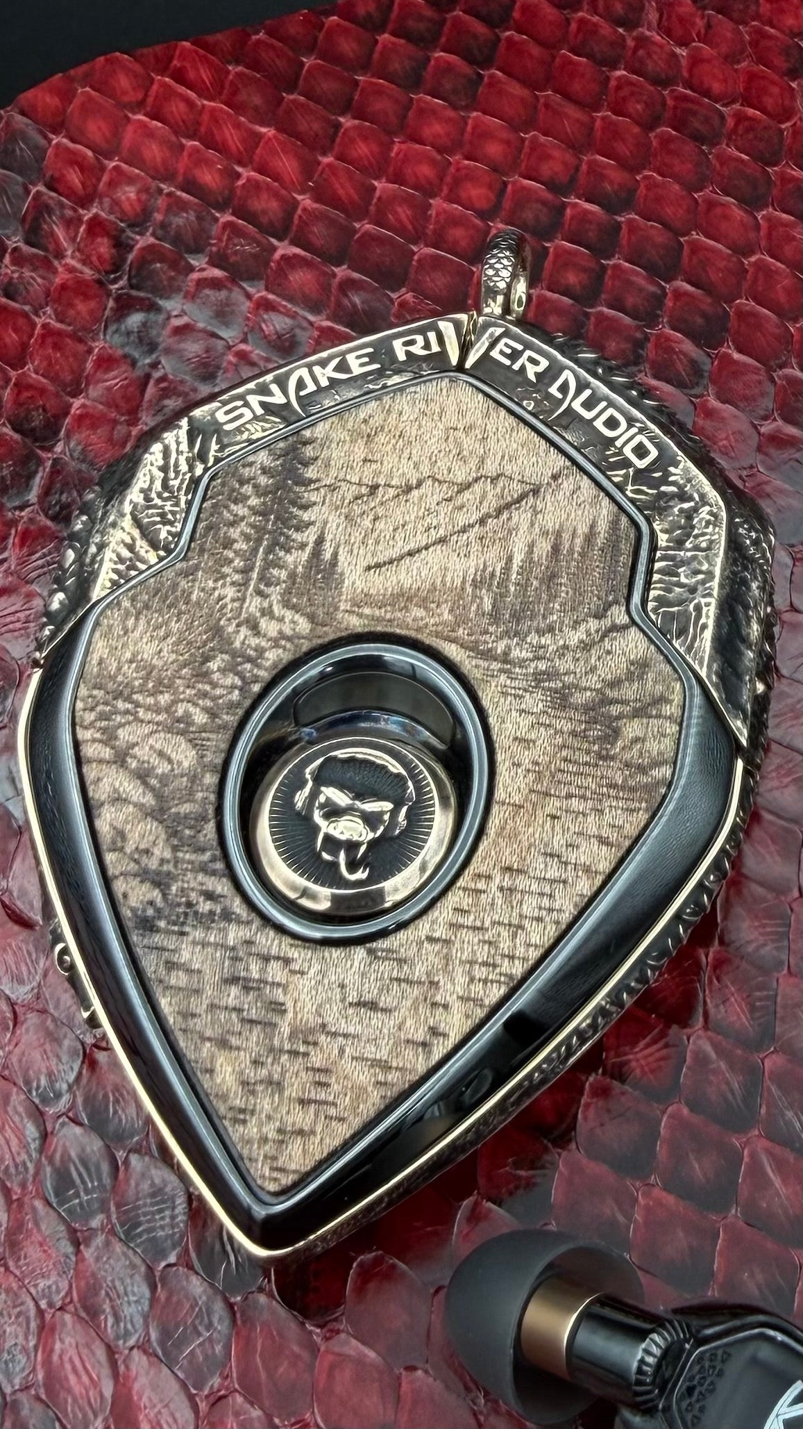 Snake River Audio commission: the Snake River Audio logo sculpted into the front of the charger doors